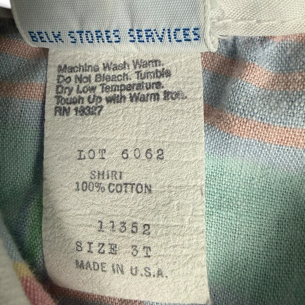 Vintage Nursery Rhyme Pastel Plaid Button Up Shirt Toddler‎ Boy 3T 100%Cotton - Picture 4 of 6